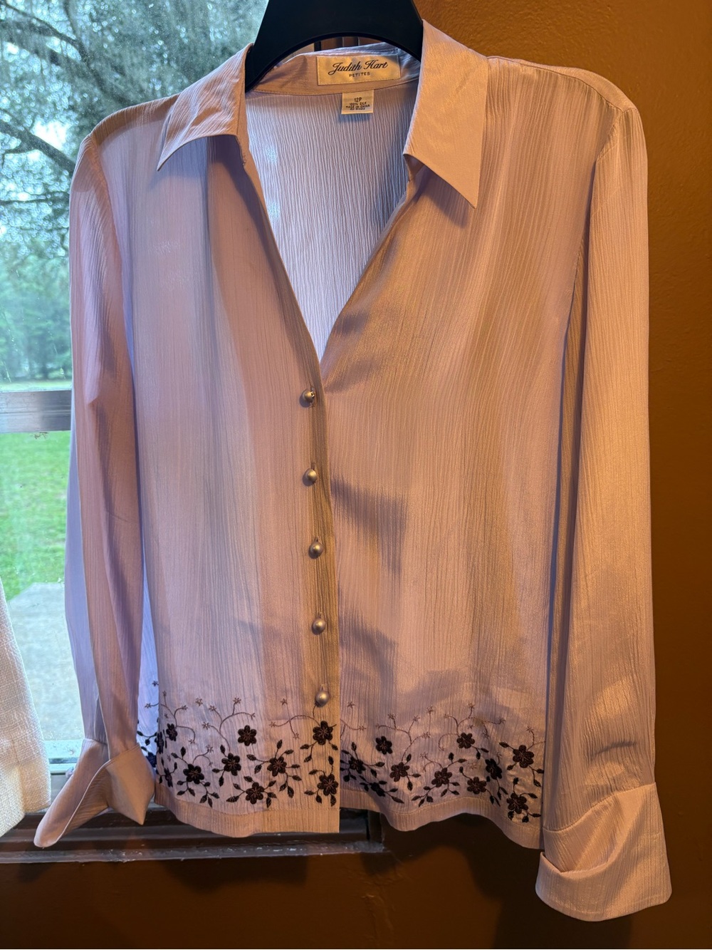 Judith Hart Embroidered Silk Blouse
